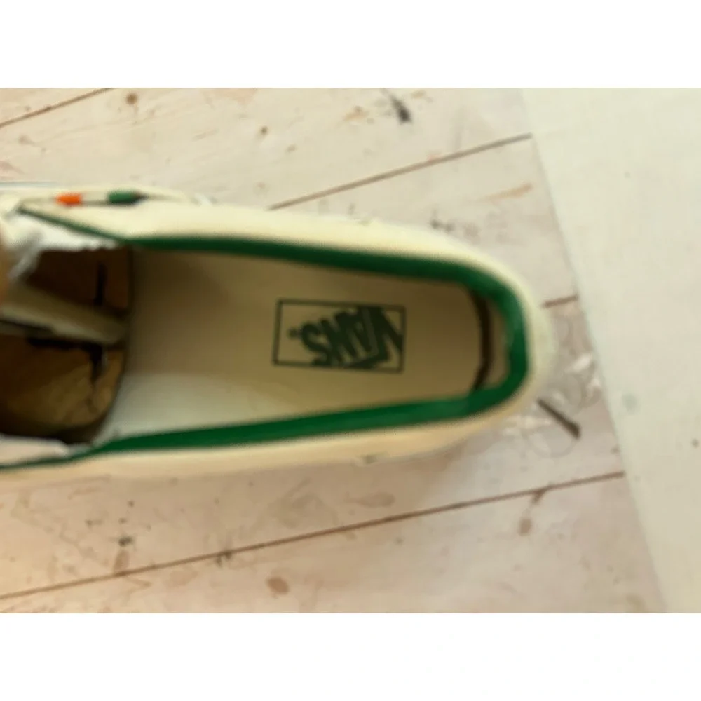 Vans Slip-On Shoes White with Green Clover Print